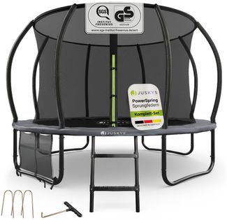 Juskys Trampolin SkyBounce M Ø 305 cm – Outdoor Gartentrampolin mit Sicherheitsnetz und Leiter, PowerSpring Sprungfedern, gepolsterte Randabdeckung, bis 150 kg