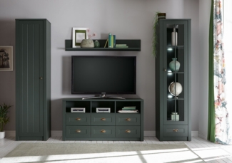 Ascot Wohnwand Anbauwand Mediawand 4-teilig grün Landhaus