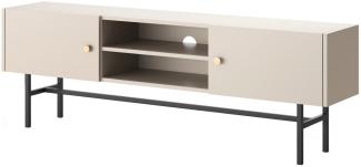 Selsey Divenos - TV-Lowboard Greige mit schwarzen Metallbeinen, 155 cm