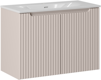 NOVA CASHMERE Badmöbel-Set 80 cm mit SKY Möbelwaschtisch (40x80cm), Kaschmir matt