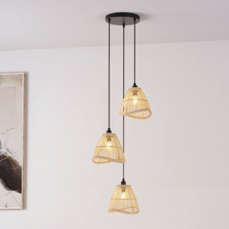 HOME DELUXE Hängeleuchte aus Rattan FELIA - Beige