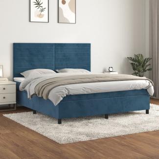 vidaXL Boxspringbett mit Matratze Dunkelblau 160x200 cm Samt 3143095