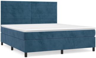 vidaXL Boxspringbett mit Matratze Dunkelblau 160x200 cm Samt 3143095