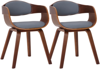 CLP 2er Set Stühle Kingston Kunstleder Mit Holzgestell,walnuss/grau