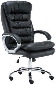 DELUKE® Bürostuhl SOUK - 116 x 68 x 77, Schwarz Kunstleder Metall in Chromoptik Gestell ergonomische Bürostühle Homeoffice Stuhl mit Rollen