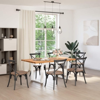 vidaXL Esstisch mit Baumkanten 180 x 100 x 74 cm Massivholz Eiche 3304494