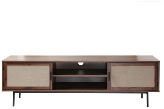 Calicosy 'JETSON' TV-Möbel in Walnussdekor mit Fronten aus Stoff - L140 cm - Dunkles Holz
