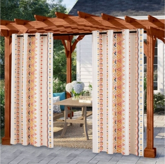 Sunicol Outdoorvorhang Bohemian outdoor vorhang wetterfest mit Ösen, 2er set, Sonnenschutz & Sichtschutz Terrasse Vorhänge für Pavillon/Balkon