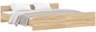 vidaXL Bettgestell mit Kopf- und Fußteil Sonoma-Eiche 200x200 cm 3203735