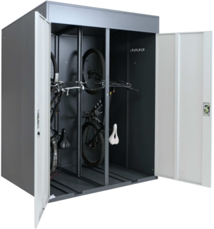 2er-Fahrradgarage HWC-H66b, Fahrradbox Fahrradunterstand abschließbar Metall 213 x 158 x 125 cm ~ anthrazit/hellgrau