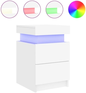 Nachttisch Nachtschrank mit LED-Leuchten Weiß 35x39x55 cm