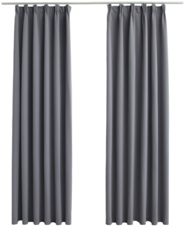 vidaXL Verdunkelungsvorhänge mit Haken 2 Stk. Grau 140x245cm 134432