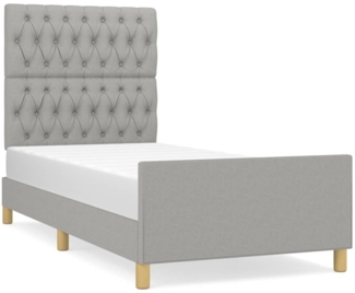 Einzelbett mit Kopfteil Stoff Hellgrau 100x200 cm