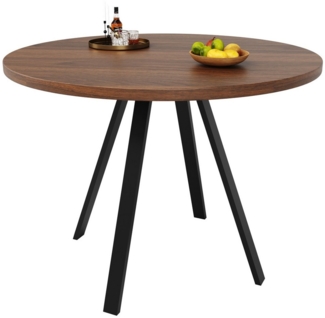 Flieks Esstisch (1-St, 1 Tisch 80x75 cm), runder Küchentisch Walnussfarbener Schreibtisch, Eisenbeine