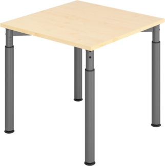 bümö höhenverstellbarer Schreibtisch 80x80 cm in Ahorn, Gestell graphit - PC Tisch höhenverstellbar & klein, höhenverstellbarer Tisch Büro, kleiner Computertisch verstellbar, Y-Serie, YS-08-3-G