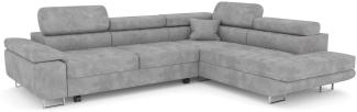 Stylefy Marokko Ecksofa Silber Velours MONOLITH Rechts