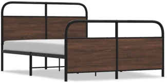 vidaXL Metallbett ohne Matratze Braun Eichen-Optik 140x200 cm 3318662