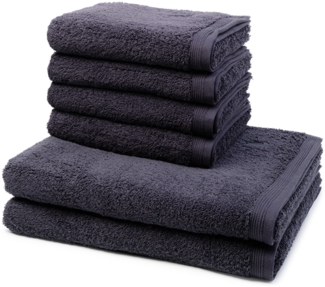 Möve Superwuschel 6 tlg. Frottier-Set - 4 X Handtuch (50 X 100cm), 2 X Duschtuch (80 X 150cm) - 520 g/m2 - Dark grey