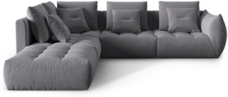 Micadoni Ecksofa Bloom 5-Sitzer Samt Dunkelgrau Links