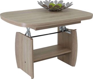 Stella Trading KIRK MINI Couchtisch höhenverstellbar & ausziehbar in Eiche Sonoma Optik - praktischer Sofatisch mit Ablage für Ihren Wohnbereich - 95 x 52 x 59 cm (B/H/T)