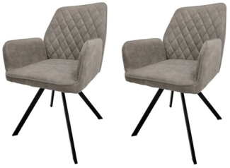 HTI-Living Polsterstuhl Esszimmerstuhl Tumalo Grau 2er-Set (Set, 2 St), Esszimmerstuhl Polsterstuhl mit Armlehnen