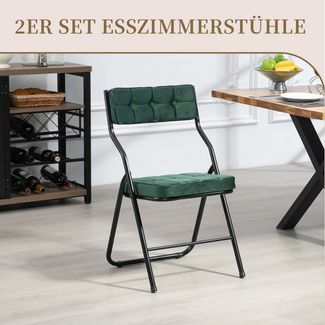 SeedWave Esszimmerstuhl 2er Set Klappstühle aus Metall, mit Gepolsterte Rückenlehne, Sitz, Die Neigung der Rückenlehne von 110°, mit Anti-Rutsch-Pads