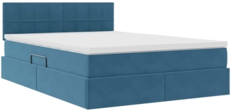vidaXL Bett mit LED-Lichtleisten Dunkelblau 140x190 cm Samt 3371395