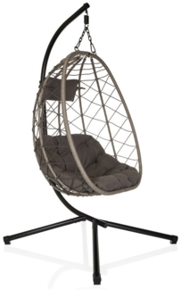 hjh LIVING Gartenstuhl Outdoor Stuhl COCOVA Stoff, Pe-Rattan, Eisen, Hängesessel Rattan Korb mit Sitzpolster wetterfest, Eisengestell