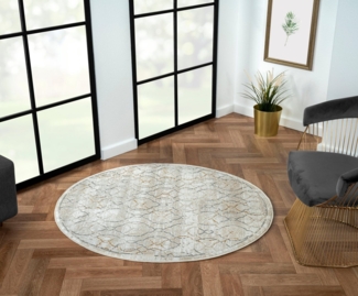 Myflair Möbel & Accessoires Teppich My Floor Lagerräumung, rund, Höhe: 10 mm, Kurzflor, Retro-Style, besonders weich durch Microfaser