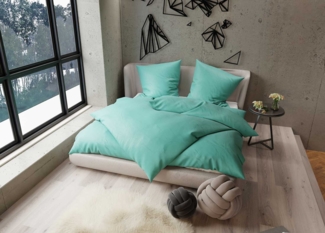 TENCEL™ Lyocell Bettwäsche petrol grün Garnitur 200x200 + 2x 80x80