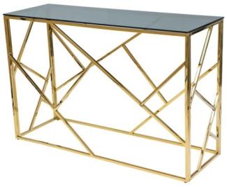 Konsolentisch Glastisch Escada C 120x40x78cm Gold Rauchglas