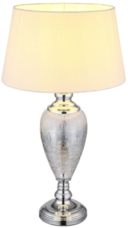 Tischleuchte, chrom weiß, Glas Textil, H 66 cm