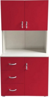 HTI-Living Hochschrank Badschrank Rot Weiß (Stück, 1-St, 1 Schrank) Hochschrank 6 Regalfächer 3 Schubladen