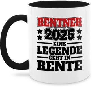 Shirtracer Tasse Rentner 2025 Eine Legende geht in den Ruhestand - schwarz/rot, Keramik, Rentner Rente