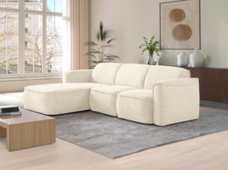 Vente-unique - Ecksofa - Ecke links - melierter Stoff - Beige - DIOMARO