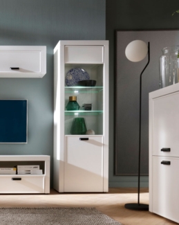 Standvitrine "Modena" Glasvitrine 62cm weiß matt MDF