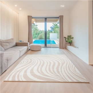 OTTO home Teppich Liaa in Wellen Design, softer Kurzflor, rechteckig, Höhe: 7 mm, 3D-Optik, Scandi-Look, Wohnzimmer, Esszimmer, Schlafzimmer