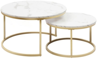 OKWISH Couchtisch 2-teiliges Couchtisch-Set mit elegantem Design (tabiler Eisenrahmen & leicht zu reinigende MDF-Tischplatte 2 -St, 2-St)