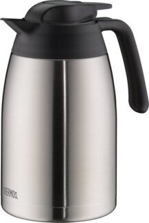 THERMOS THV 1,50l, steel, Thermoskanne 1,5l aus Edelstahl, 24 h heiß / 24 h kalt, absolut dicht, große Öffnung, Kaffeekanne, Teekanne, spülmaschinenfest, zerlegbarer Deckel, absolut dicht