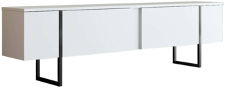 Dmora Fernsehschrank Abishia, Ständer für Wohnzimmerfernseher, Niedriges Wohnzimmer-Sideboard, TV-Ständerbasis, 180x30h50 cm, Weiß und Schwarz