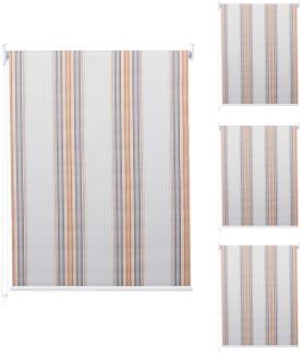 4er-Set Rollo HWC-D52, Fensterrollo Seitenzugrollo Jalousie, 120x230cm Sonnenschutz blickdicht ~ grau/braun/orange