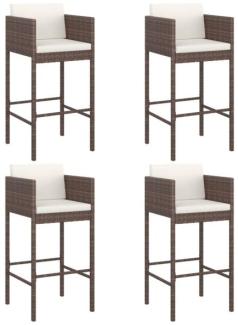 vidaXL Barhocker 4 Stk. mit Kissen Braun Poly Rattan 316659