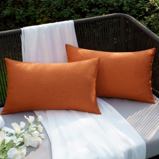 EMEMA Kissenbezug Herbst Outdoor Wasserdicht Dekokissen 2er Set 30x50 cm Orange