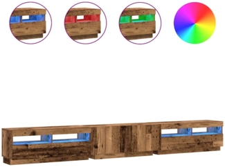 vidaXL TV-Schrank mit LED-Leuchten Altholz-Optik 300x35x40 cm 3329169