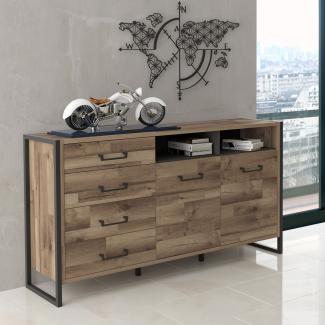 Sideboard Kommode Anrichte 169cm stabeiche beton dunkelgrau Modern
