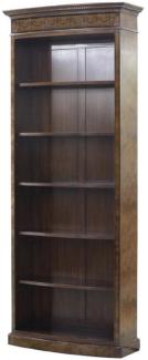 Casa Padrino Luxus Barock Bücherschrank Braun / Dunkelbraun 88 x 34 x H. 222 cm - Luxus Regalschrank im Barockstil