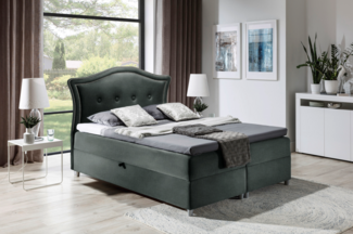 99rooms Marlon Boxspringbett Strukturstoff 140x200 cm Dunkelgrau