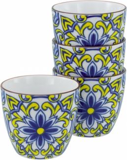 CreaTable, 21885, Serie Aladin Blau, 4-teiliges Geschirrset, Becherset aus Steinzeug