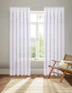 Home affaire Gardine Riedbach (1 St), Stangendurchzug, transparent, mit floraler Bordüre bestickt