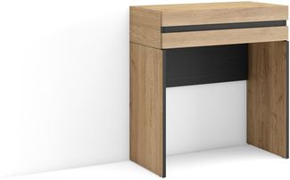 Skraut Home | Konsolentisch, Flurtisch | Beistelltisch für Eingang | 70 x 75 x 35 cm | mit Schublade | Eingangstisch | Moderner Stil | Eiche